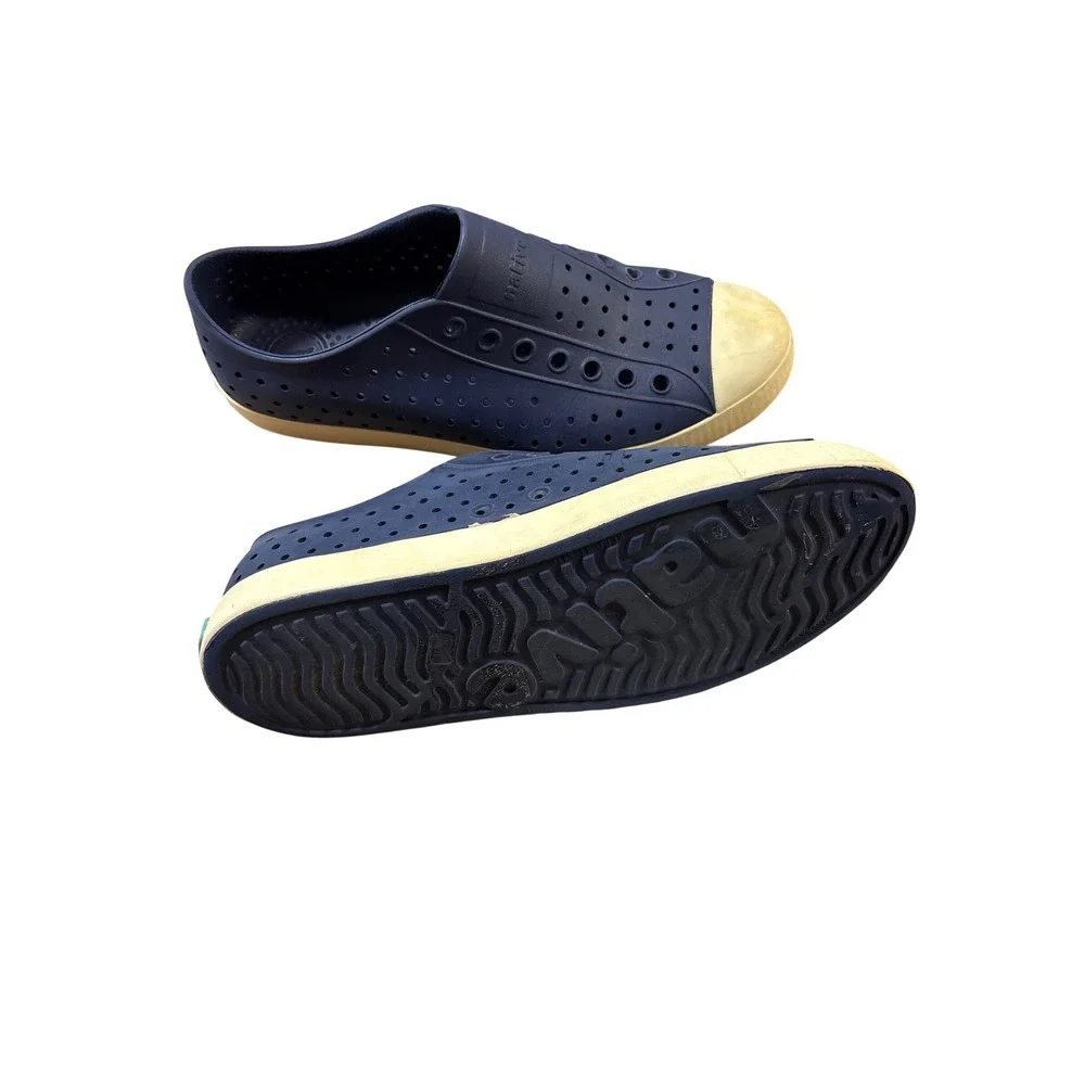 Native Jefferson Navy Blue White Slip On EVA Sneakers Mens 8 Womens 10